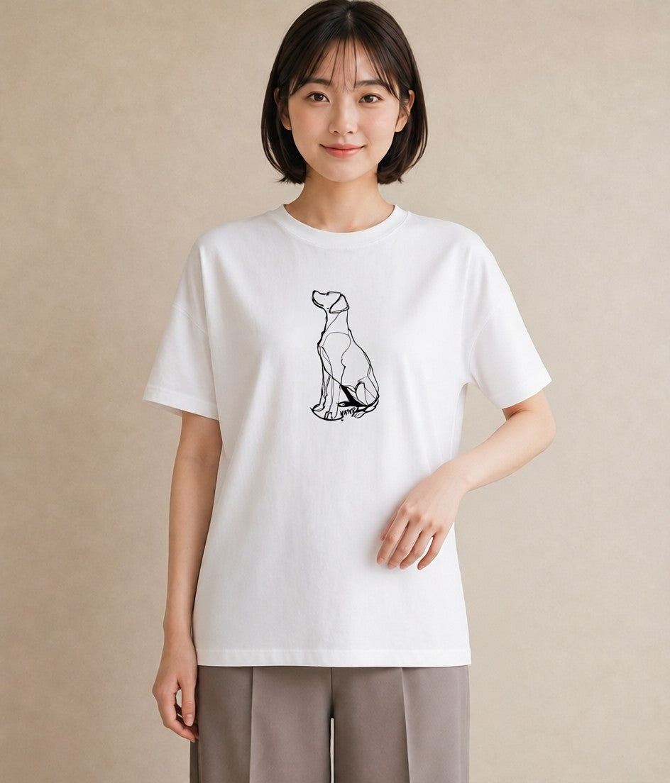 デザインTシャツ レディース 犬 いぬ わんこ イラスト ポップ 海 カフェ巡り 白T