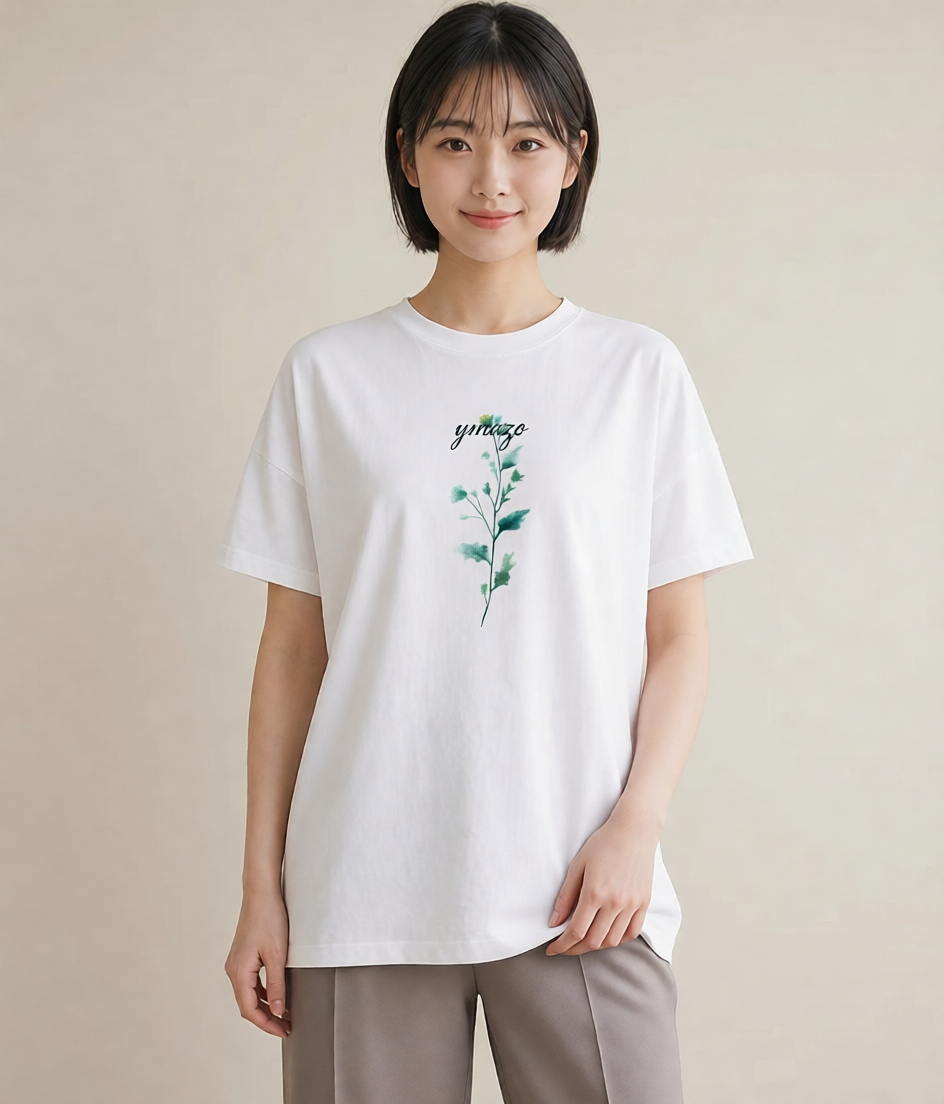 Tシャツ レディース ミモザ 花 花柄 イラスト 北欧風 ミセス 春コーデ 白T