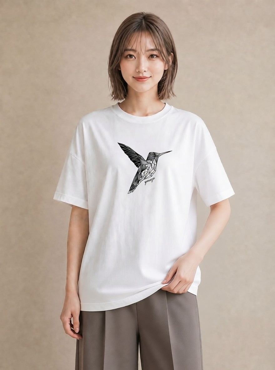 デザインTシャツ レディース 折り鶴 折り紙 ナチュラル アンティーク イラスト レトロ カフェ巡り 女子会 白T