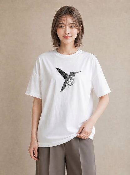 デザインTシャツ レディース 折り鶴 折り紙 ナチュラル アンティーク イラスト レトロ カフェ巡り 女子会 白T