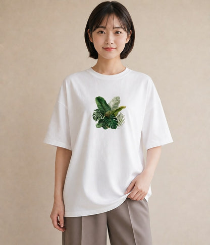 Tシャツ レディース モンステラ 植物 ボタニカル イラスト モード 旅行 母娘コーデ 白T
