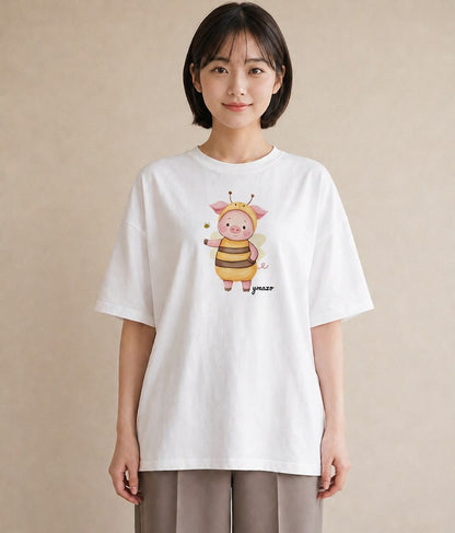 グラフィックTシャツ レディース ハニー 食べ物 フード イラスト 抜け感 旅行 母娘コーデ 白T