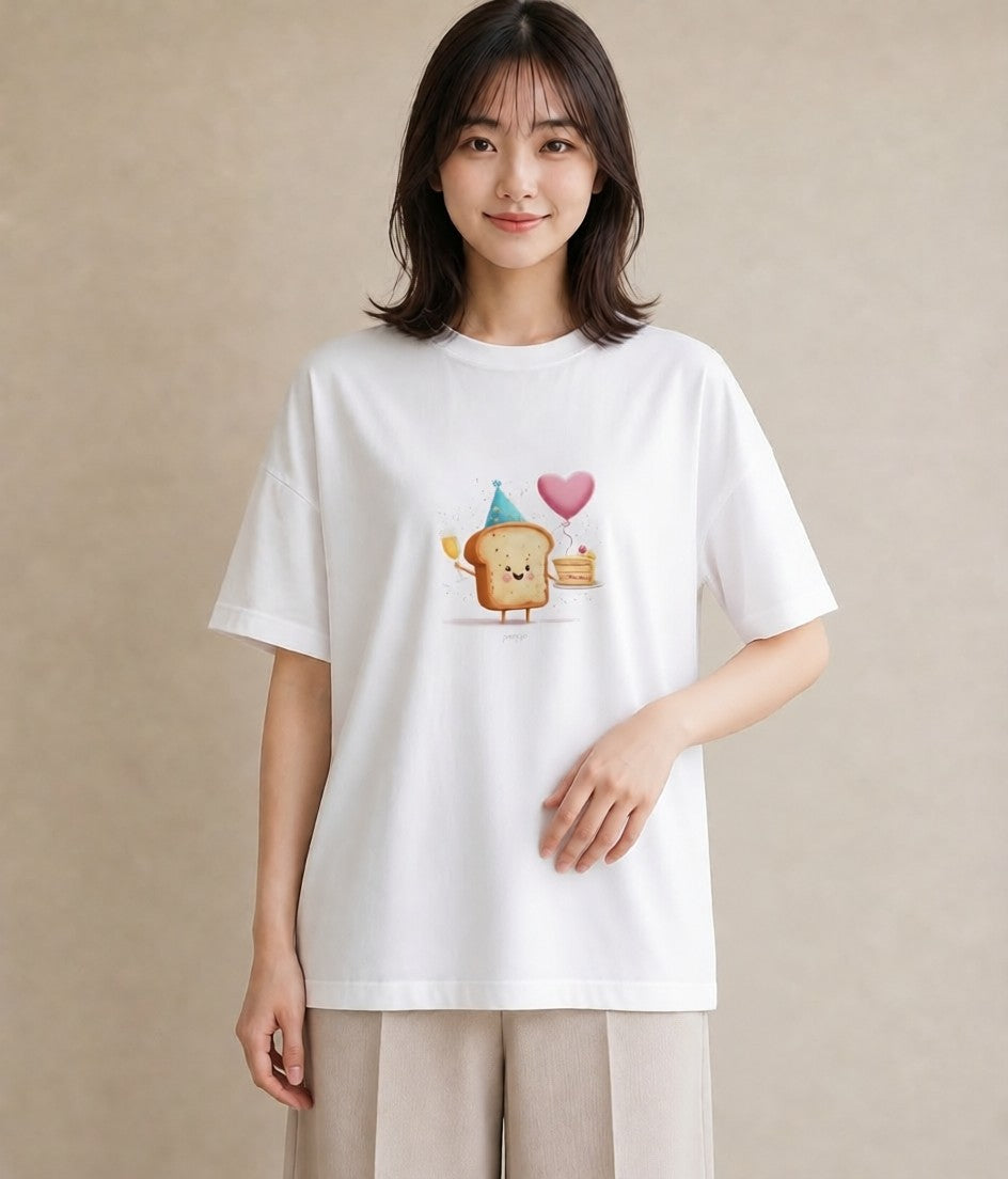 プリントTシャツ レディース 食パン 食べ物 フード イラスト お洒落 母娘コーデ 自分用 白T