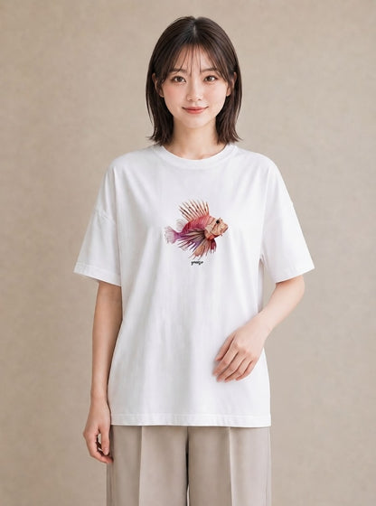 グラフィックTシャツ レディース ベタ ペット 動物 イラスト 個性的 20代 カジュアルコーデ 白T