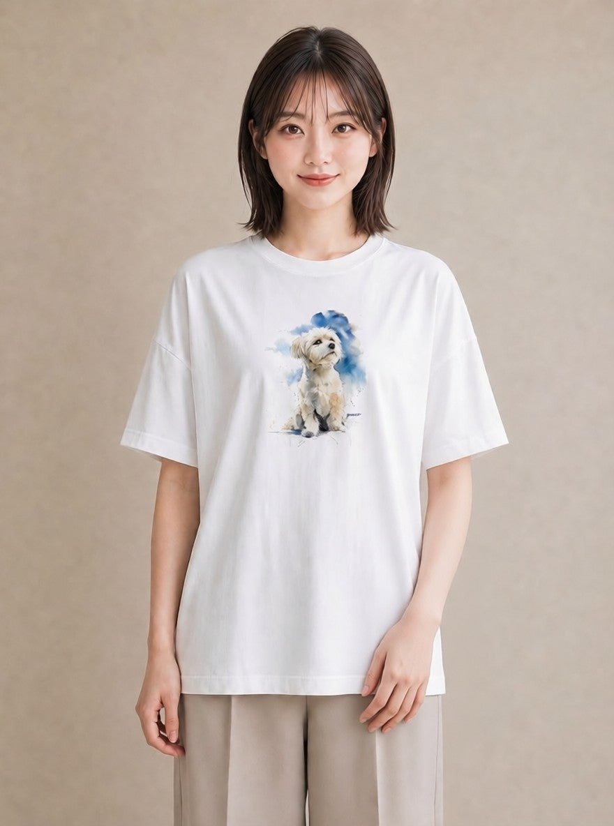 グラフィックTシャツ レディース 犬好き 犬 いぬ イラスト 可愛い 自分用 ルームウェア 白T