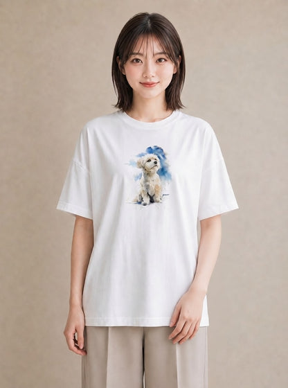 グラフィックTシャツ レディース 犬好き 犬 いぬ イラスト 可愛い 自分用 ルームウェア 白T