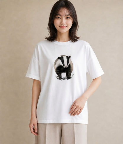 デザインTシャツ レディース フェレット ペット 動物 イラスト きれいめ お揃い 親子 白T