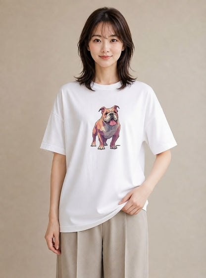 半袖Tシャツ レディース 老犬 犬 いぬ イラスト 母の日 ビーチ 白T