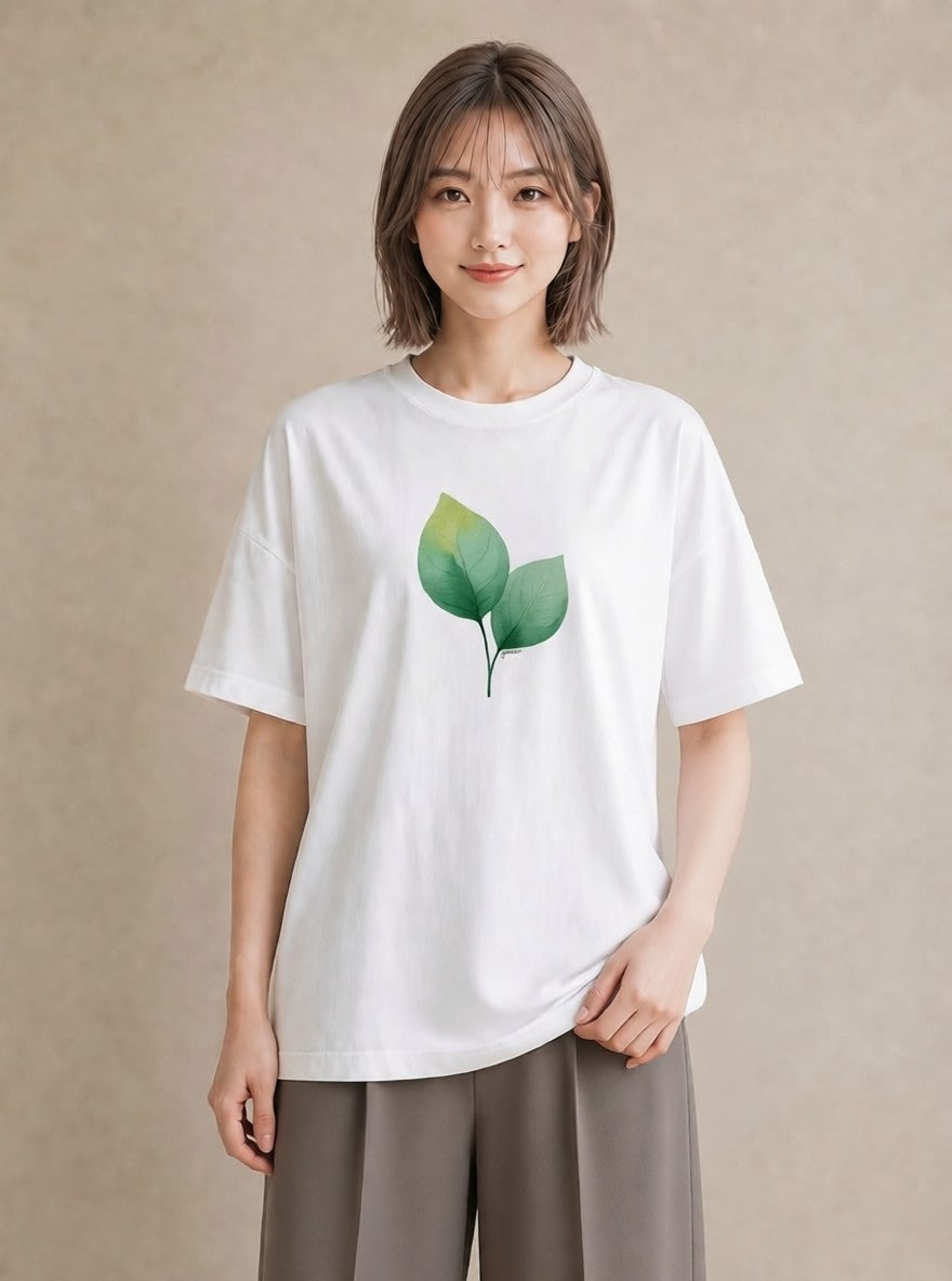 デザインTシャツ レディース 観葉植物 植物 ボタニカル イラスト アート風 カジュアルコーデ 買い物 白T