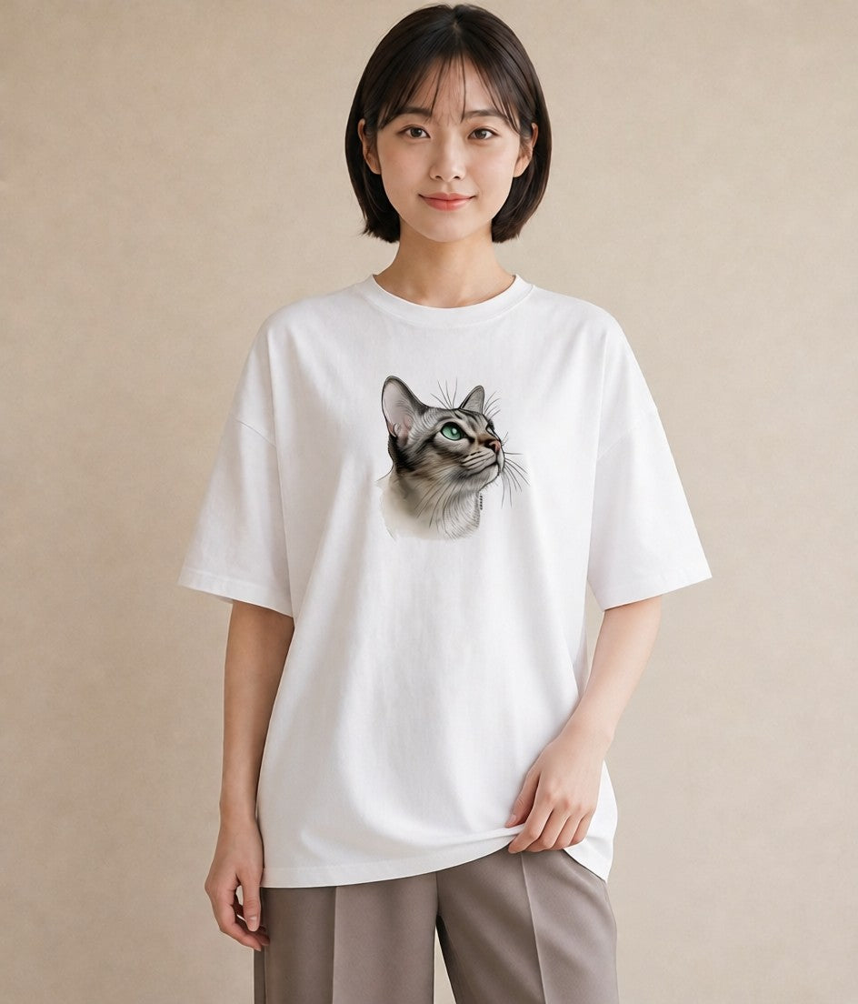 Tシャツ レディース ラグドール 猫 ねこ イラスト ゆるコーデ ビーチ デイリーウェア 白T