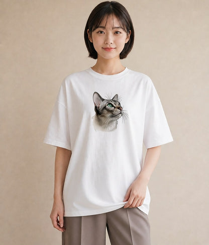 Tシャツ レディース ラグドール 猫 ねこ イラスト ゆるコーデ ビーチ デイリーウェア 白T