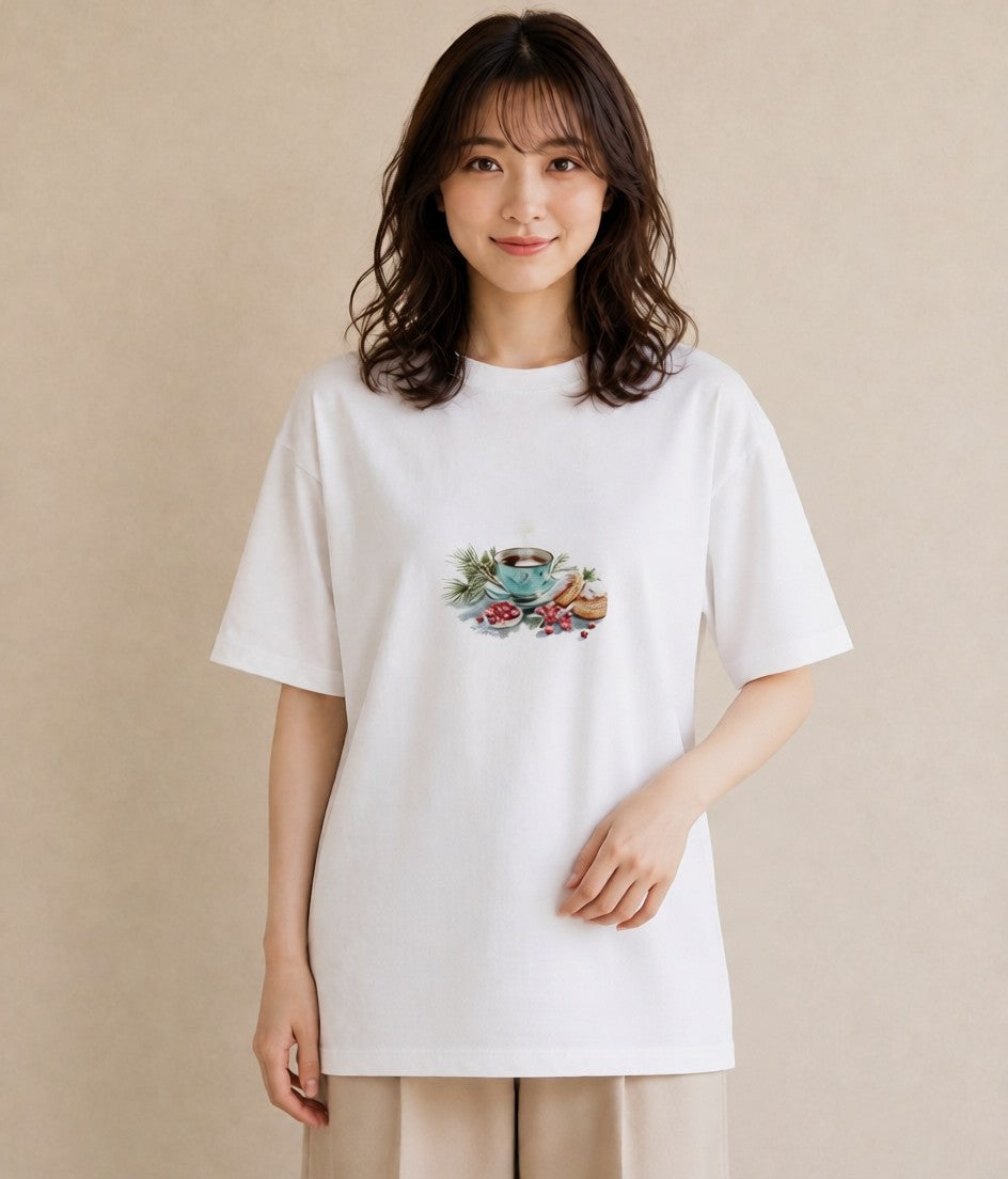 半袖Tシャツ レディース ハーブティー 食べ物 フード イラスト フェミニン ギフト 母の日 白T