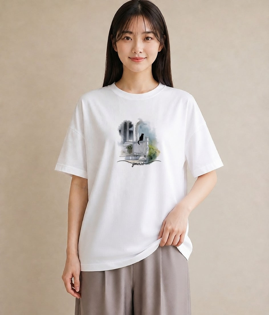 グラフィックTシャツ レディース ロシアンブルー 猫 ねこ イラスト 可愛い おしゃれギフト 社会人 白T