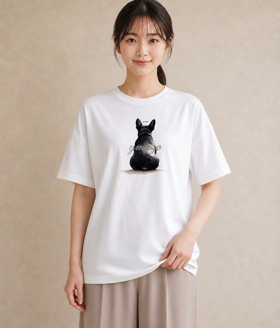 Tシャツ レディース いぬ 犬 ワンコ イラスト 韓国風 レイヤード 友達ギフト 白T