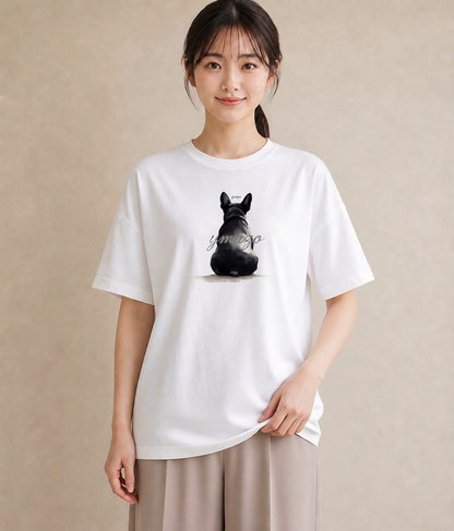 Tシャツ レディース いぬ 犬 ワンコ イラスト 韓国風 レイヤード 友達ギフト 白T