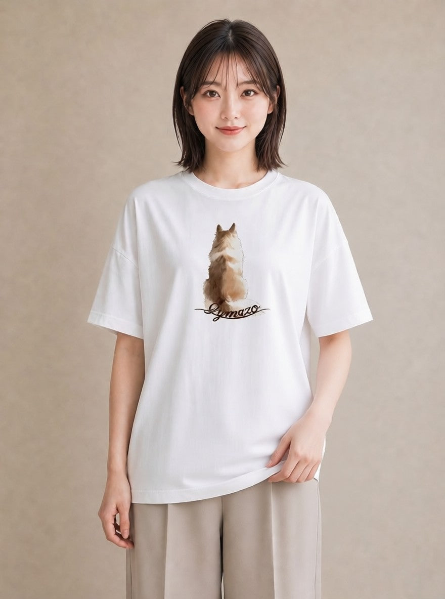 グラフィックTシャツ レディース キジトラ 猫 ねこ イラスト シンプル 部屋着 女性向けギフト 白T