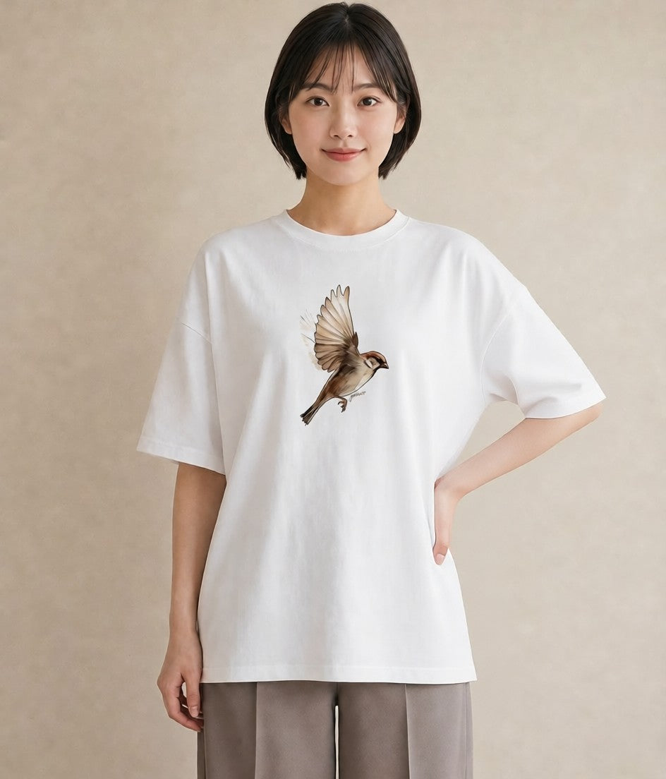 半袖Tシャツ レディース 白文鳥 ペット 動物 イラスト ゆるかわ ギフト 母の日 白T