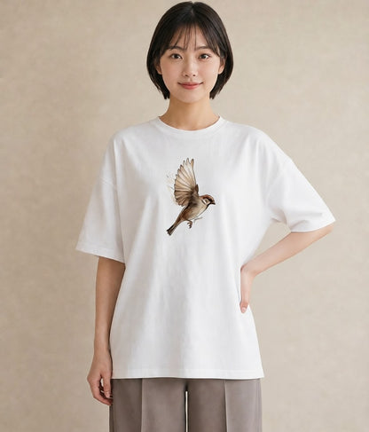 半袖Tシャツ レディース 白文鳥 ペット 動物 イラスト ゆるかわ ギフト 母の日 白T