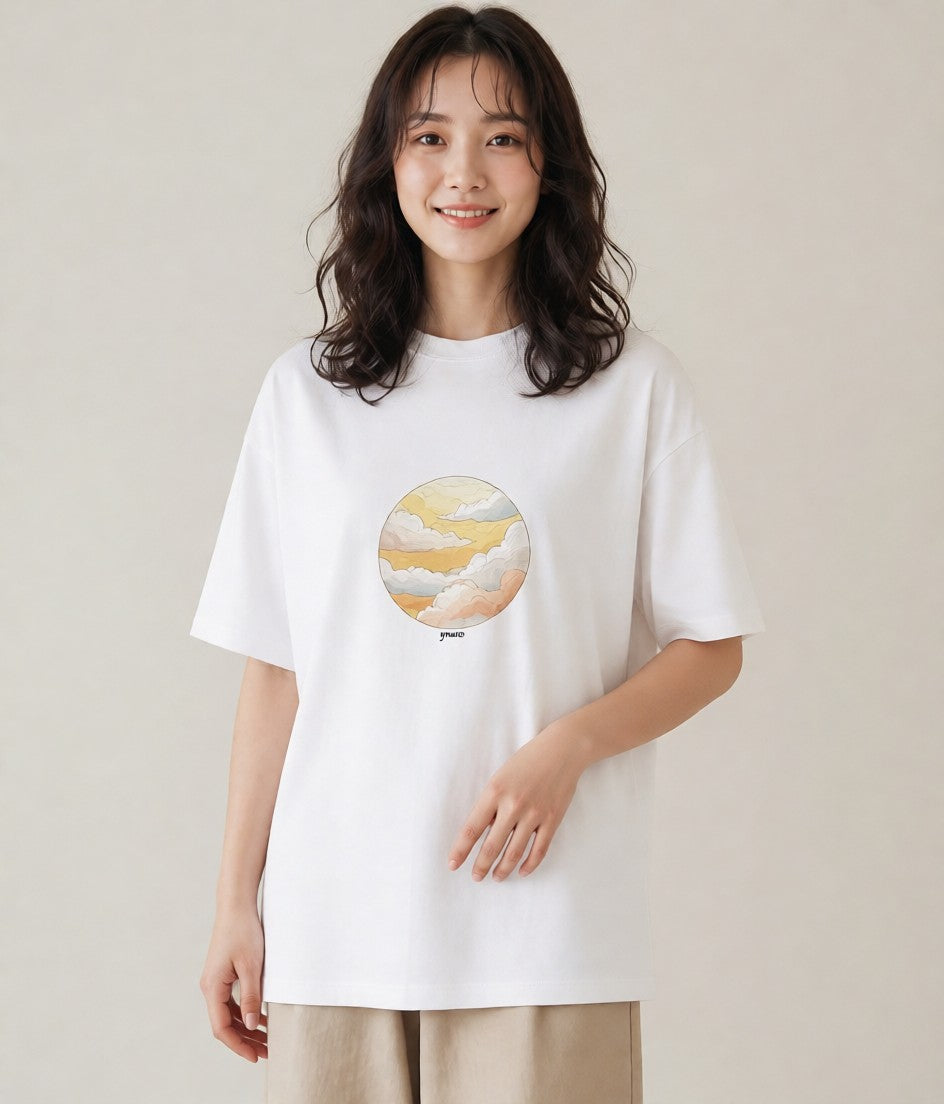 Tシャツ レディース プラネット 星空 宇宙 イラスト ラフ レイヤード 白T