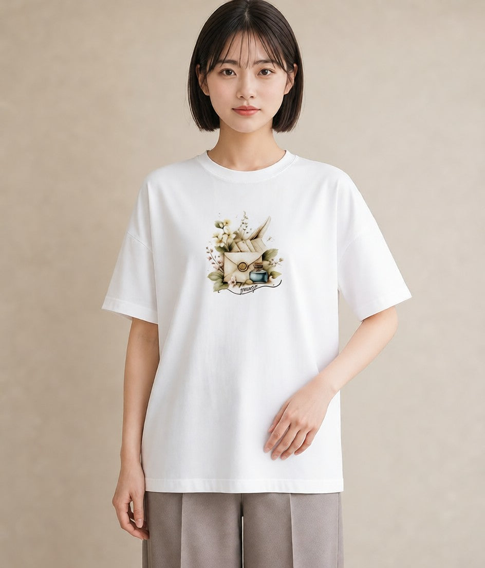 デザインTシャツ レディース 封蝋 手紙 アンティーク ナチュラル イラスト ゆるコーデ 親子 20代 白T