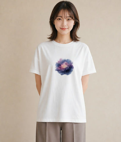 プリントTシャツ レディース 水瓶座 星空 宇宙 イラスト モード 20代 カジュアルコーデ 白T