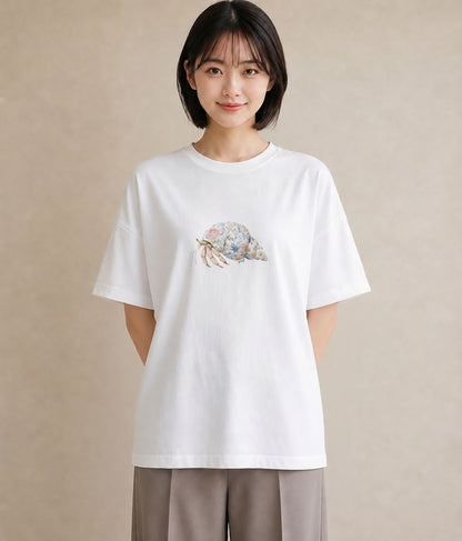 プリントTシャツ レディース 貝 海の生き物 海 イラスト ナチュラル 週末コーデ 敬老の日 白T