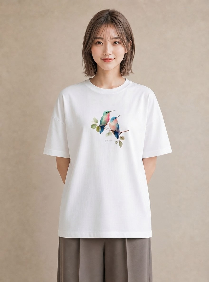 グラフィックTシャツ レディース コザクラインコ ペット 動物 イラスト 上品 女性向けギフト 散歩 白T