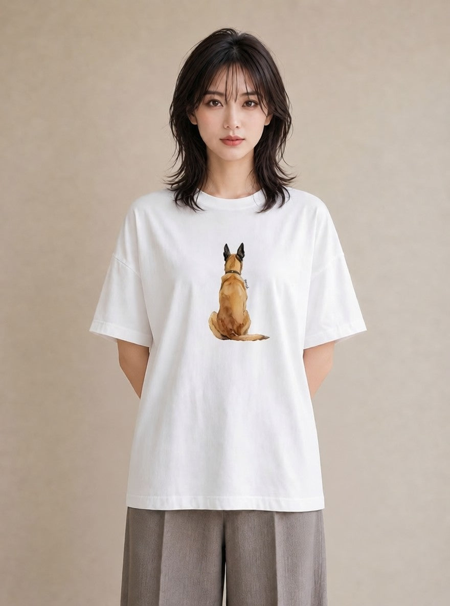 プリントTシャツ レディース ジャーマンシェパード 犬 いぬ イラスト ゆるコーデ お出かけ 普段着 白T