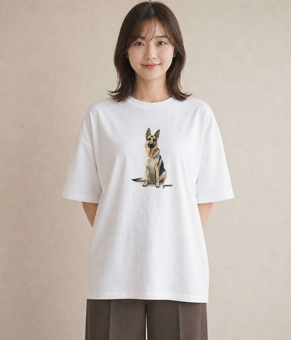 半袖Tシャツ レディース 保護犬 犬 いぬ イラスト ニュアンス 通勤 在宅 白T