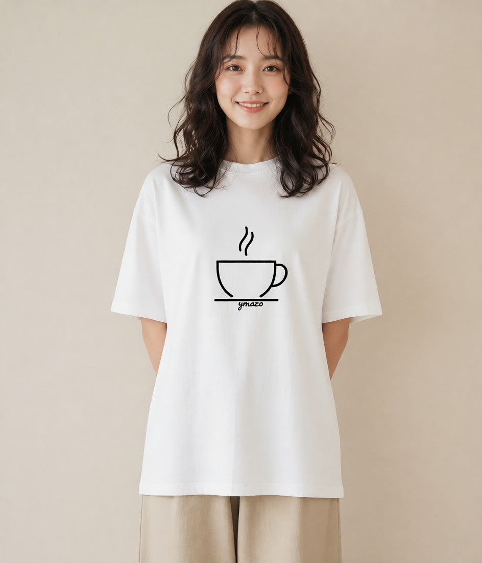 グラフィックTシャツ レディース コーヒー カフェ 珈琲 イラスト シンプル 夏コーデ 通学 白T