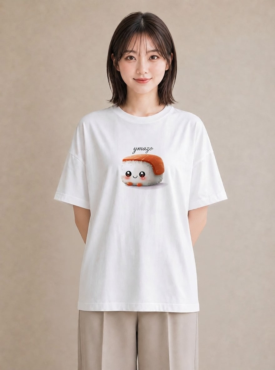 プリントTシャツ レディース お寿司 食べ物 フード イラスト ペアコーデ 秋コーデ 白T