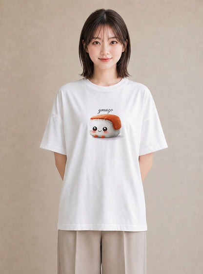 プリントTシャツ レディース お寿司 食べ物 フード イラスト ペアコーデ 秋コーデ 白T