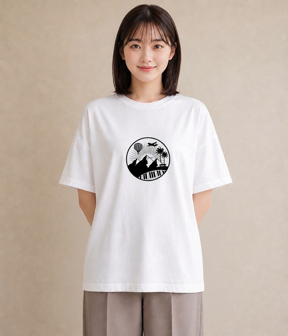 Tシャツ レディース 旅 トラベル スタンプ イラスト ラフ レイヤード 白T