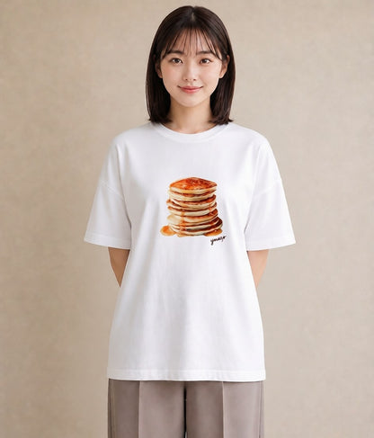 半袖Tシャツ レディース たまご 食べ物 フード イラスト 北欧風 送別ギフト 通勤 白T