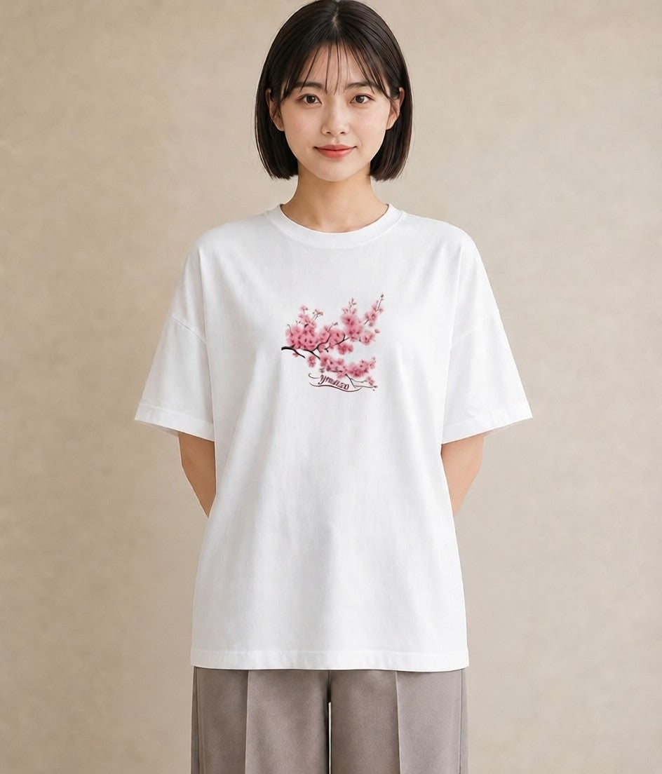 デザインTシャツ レディース 梅 花 花柄 イラスト 休日コーデ ホワイトデー 春服 白T