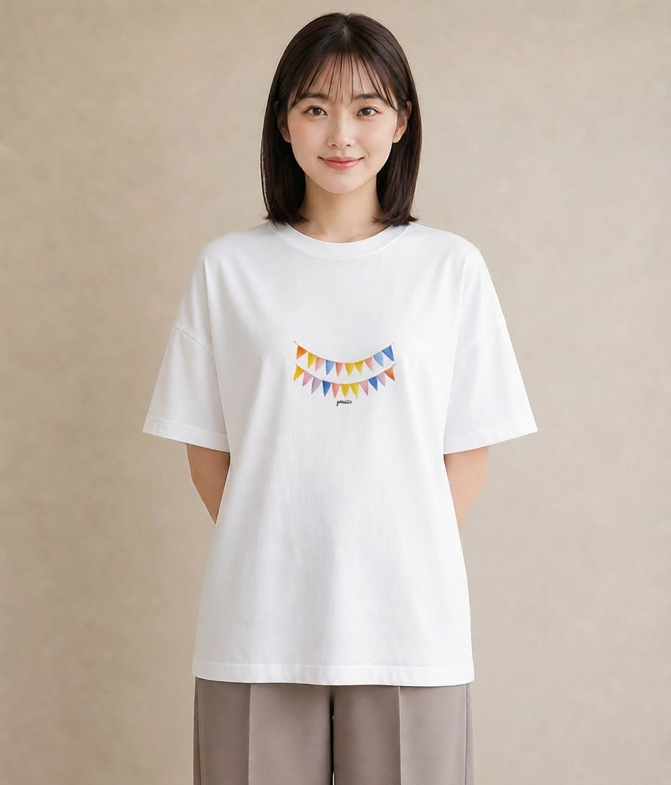 半袖Tシャツ レディース 洗濯物 風 ナチュラル アンティーク イラスト きれいめカジュアル 部屋着 女性向けギフト 白T
