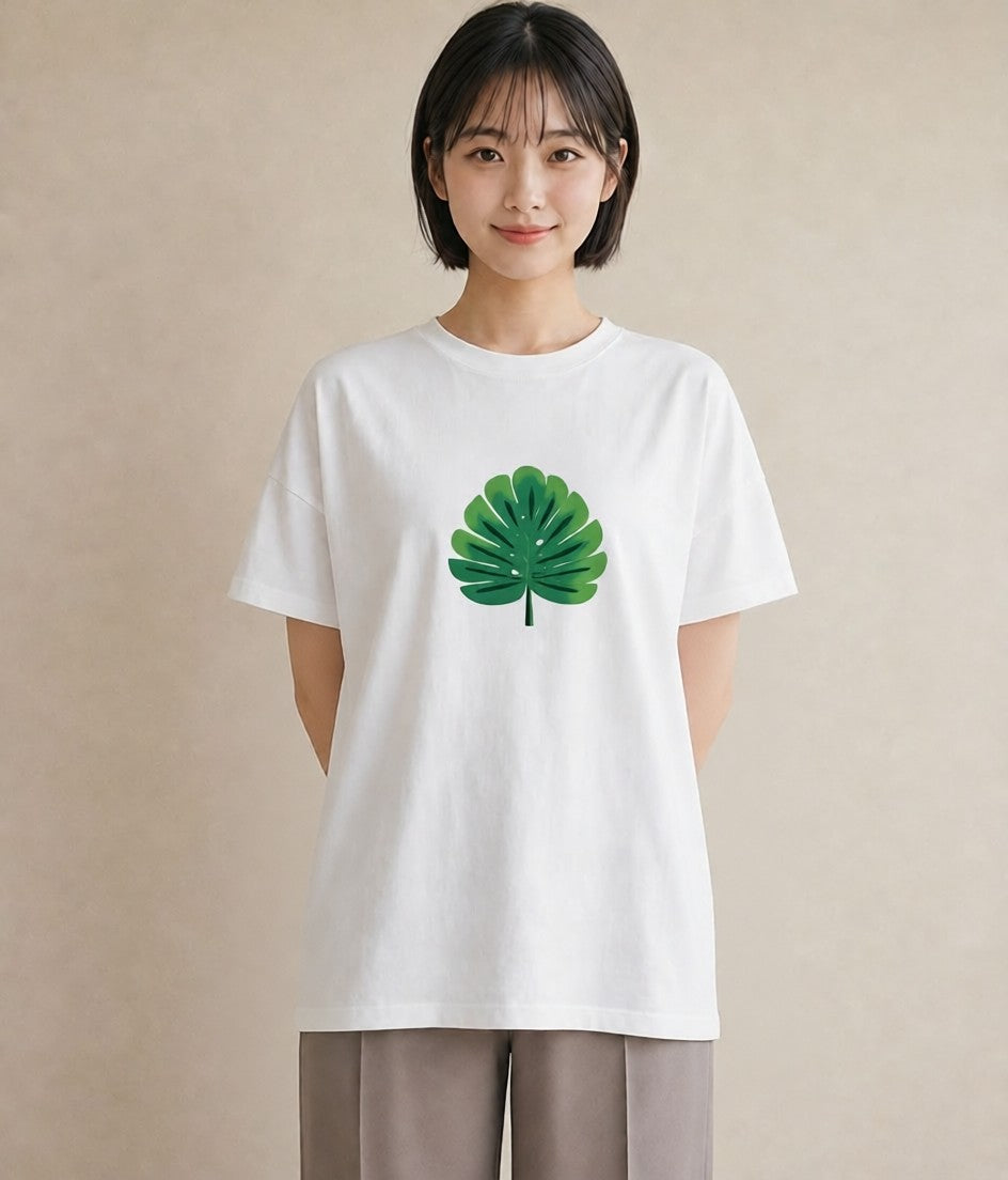 グラフィックTシャツ レディース モンステラ 植物 ボタニカル イラスト シンプル 誕生日プレゼント 綿100 白T