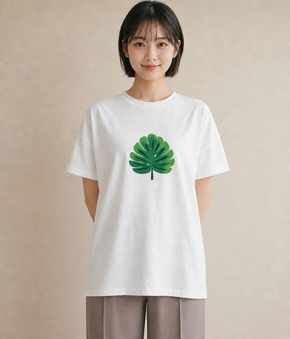 グラフィックTシャツ レディース モンステラ 植物 ボタニカル イラスト シンプル 誕生日プレゼント 綿100 白T