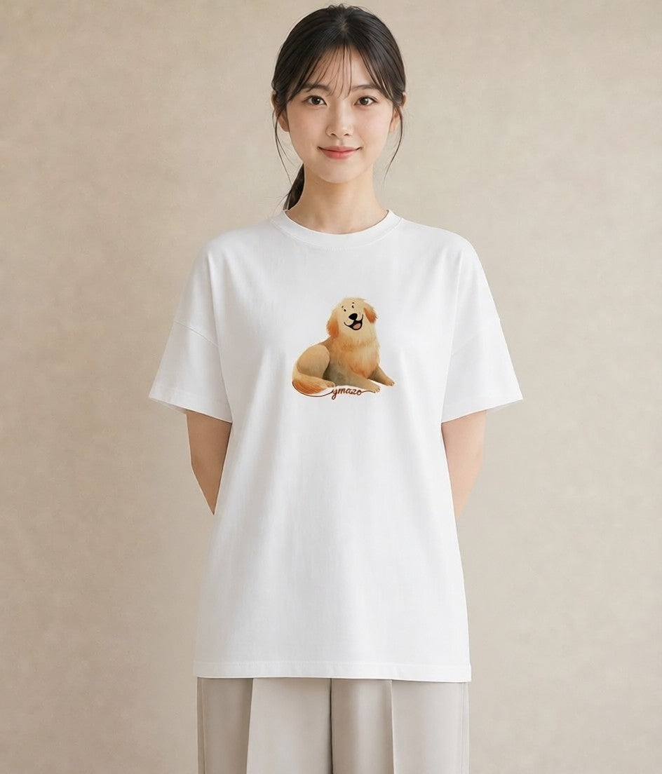 Tシャツ レディース ゴールデンレトリバー ゴールデン 犬 いぬ イラスト 淡色 20代 カジュアルコーデ 白T