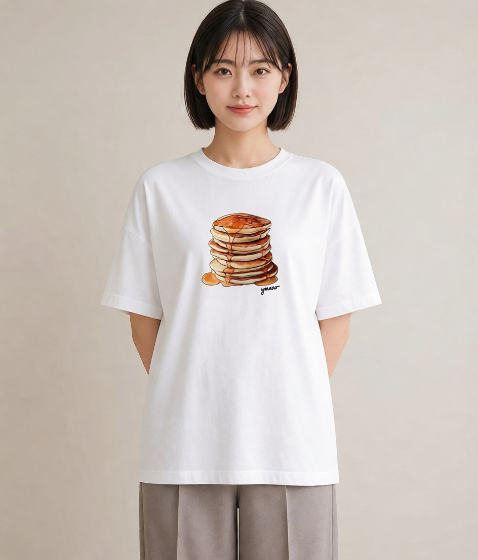 グラフィックTシャツ レディース 食パン 食べ物 フード イラスト ラフ 普段着 週末コーデ 白T