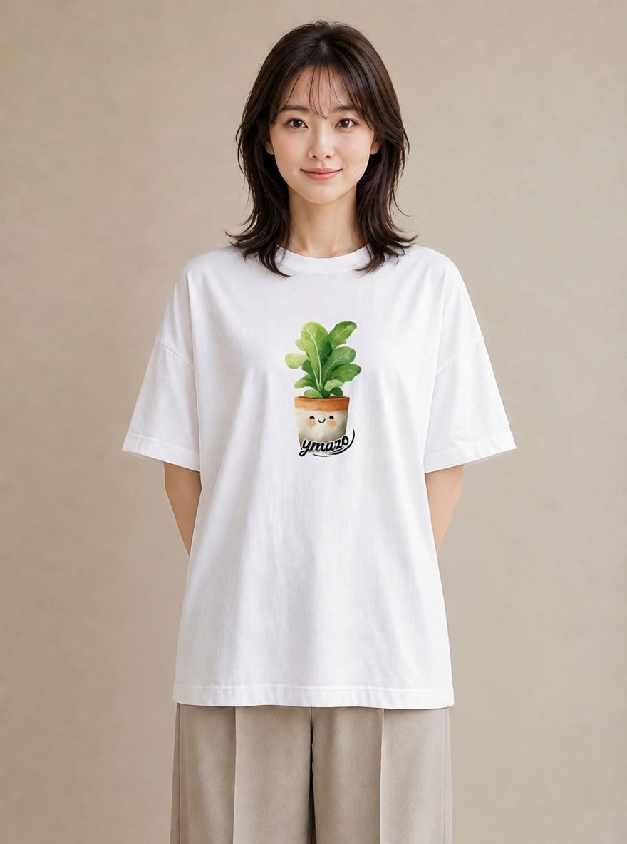 プリントTシャツ レディース 苔 植物 ボタニカル イラスト アート風 カジュアルコーデ 買い物 白T