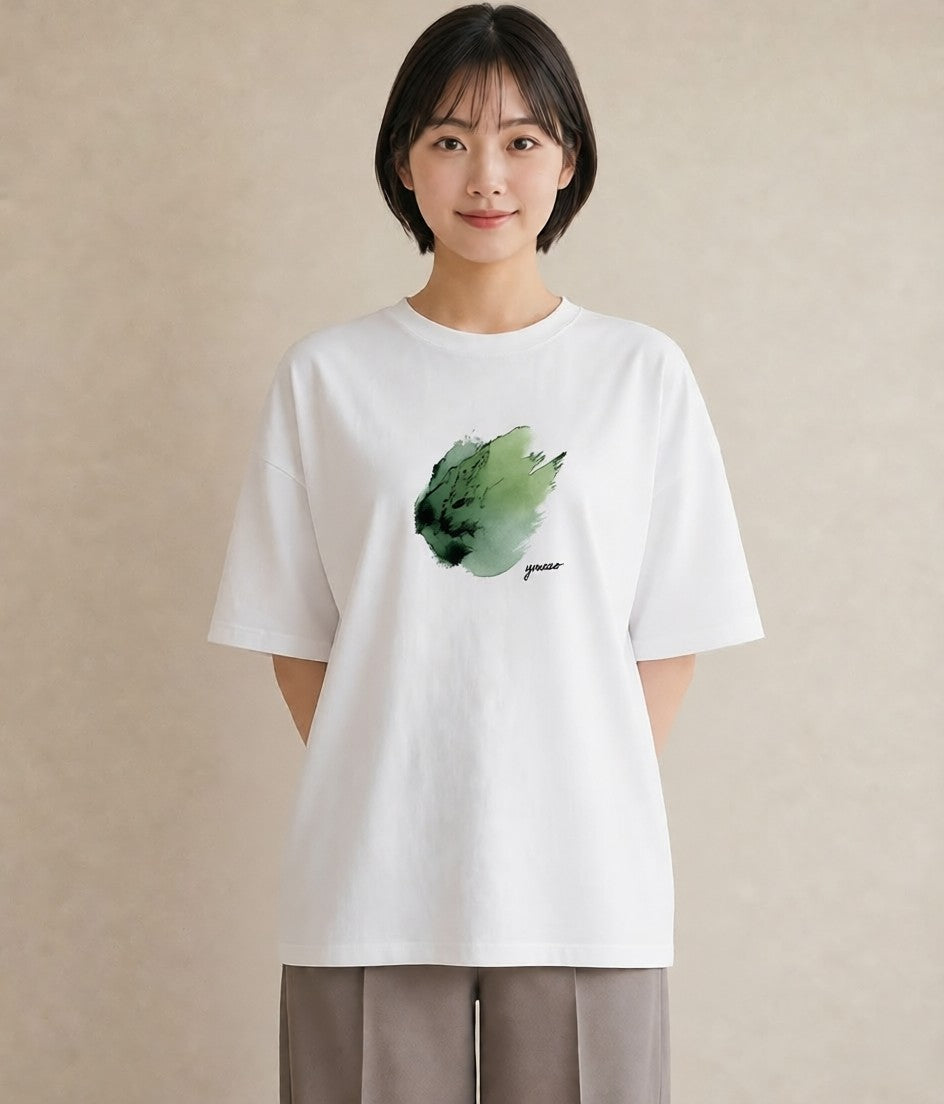 デザインTシャツ レディース 芝生 植物 ボタニカル イラスト ユニーク カフェ服 クリスマス 白T