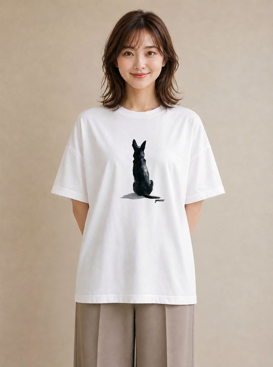 半袖Tシャツ レディース ジャーマンシェパード 犬 いぬ イラスト お洒落 社会人 女性 白T