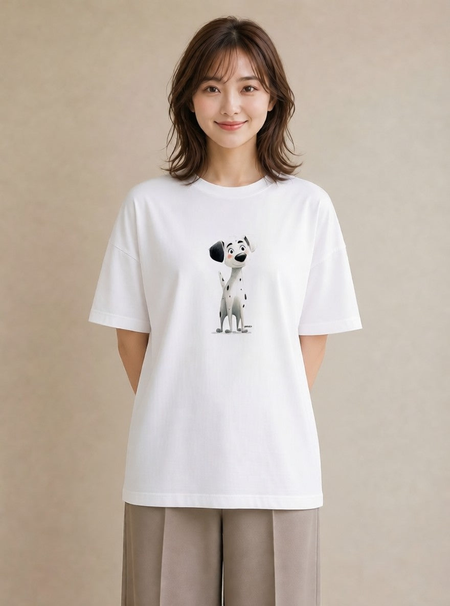 グラフィックTシャツ レディース わんこ 犬 いぬ イラスト フェミニン 秋コーデ おしゃれギフト 白T
