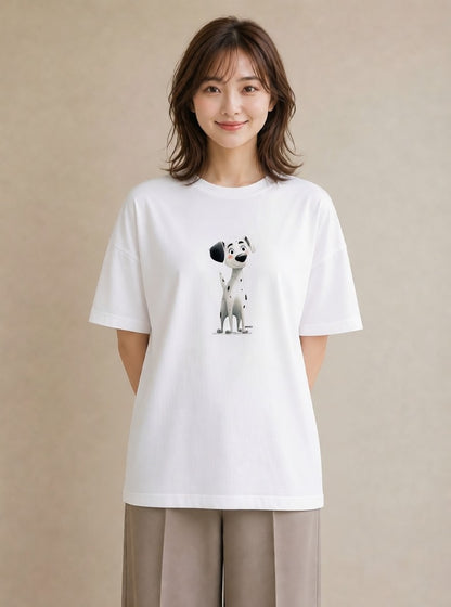 グラフィックTシャツ レディース わんこ 犬 いぬ イラスト フェミニン 秋コーデ おしゃれギフト 白T