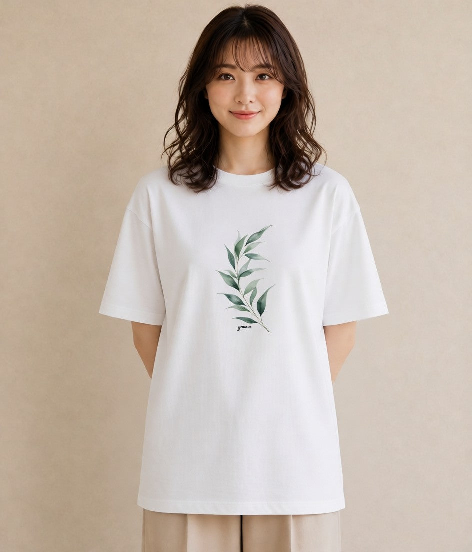 グラフィックTシャツ レディース 苔 植物 ボタニカル イラスト きれいめ おしゃれギフト 社会人 白T
