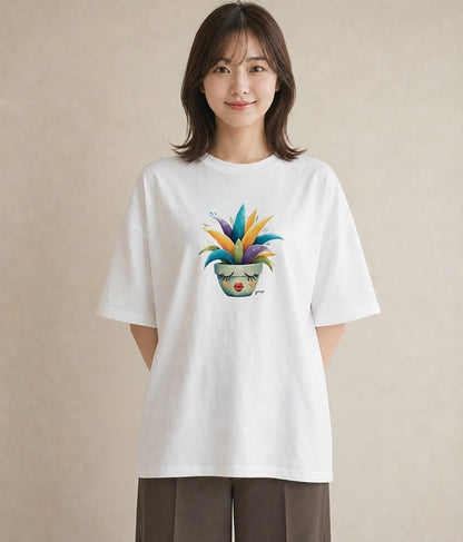 グラフィックTシャツ レディース 多肉植物 植物 ボタニカル イラスト きれいめ 秋コーデ おしゃれギフト 白T