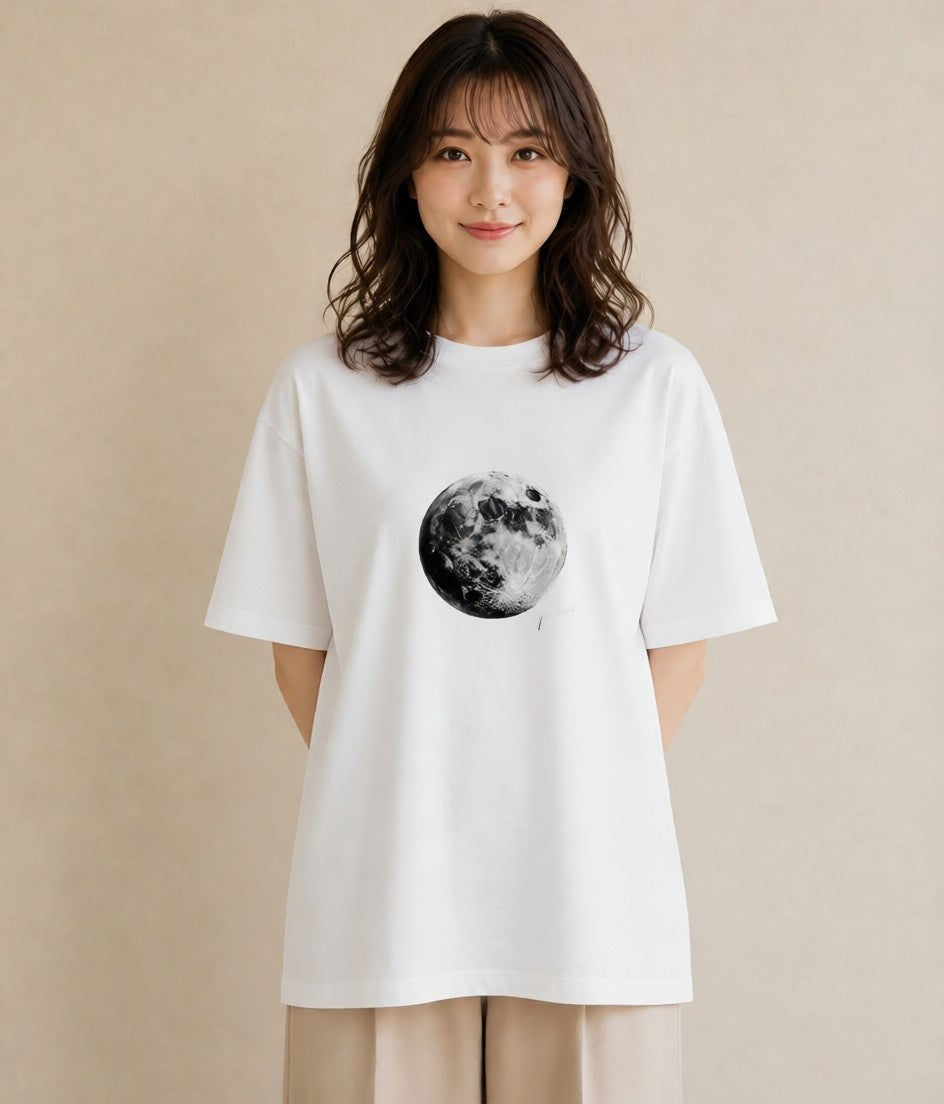 デザインTシャツ レディース 満月 星空 宇宙 イラスト 旅行コーデ 友達ギフト 部屋着 白T
