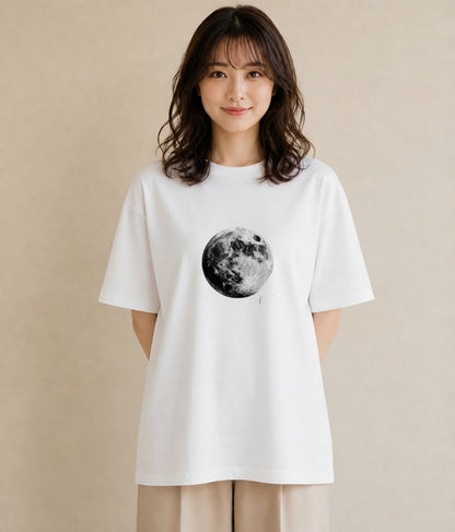デザインTシャツ レディース 満月 星空 宇宙 イラスト 旅行コーデ 友達ギフト 部屋着 白T