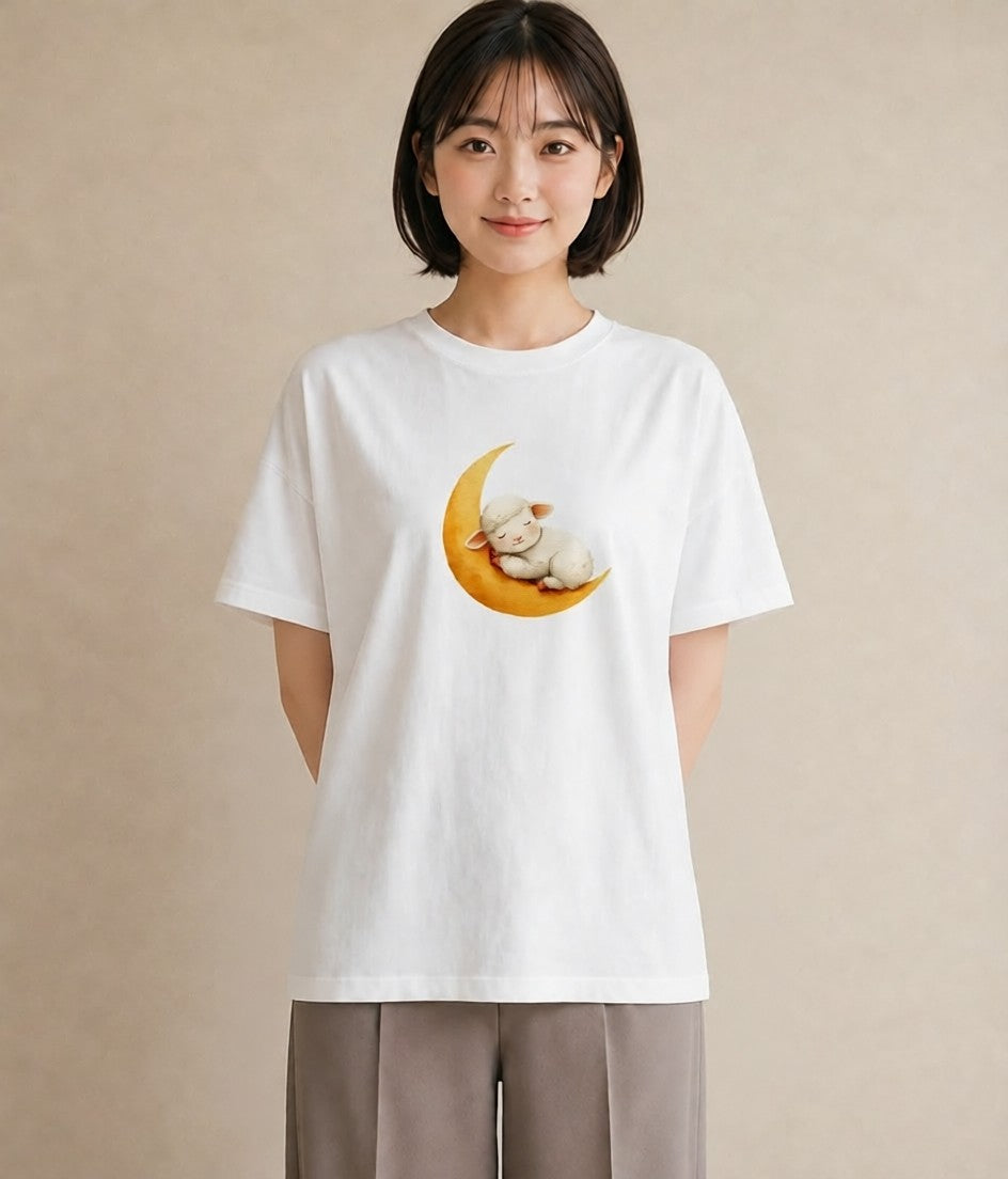 プリントTシャツ レディース ひつじ 動物 アニマル イラスト こなれ感 公園 ママ 白T
